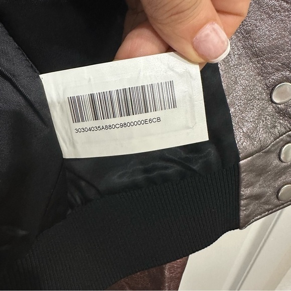 Rare Coach Shrunken Leather Varsity Jacket In Metallic Brown size 2 - Picture 10 of 11